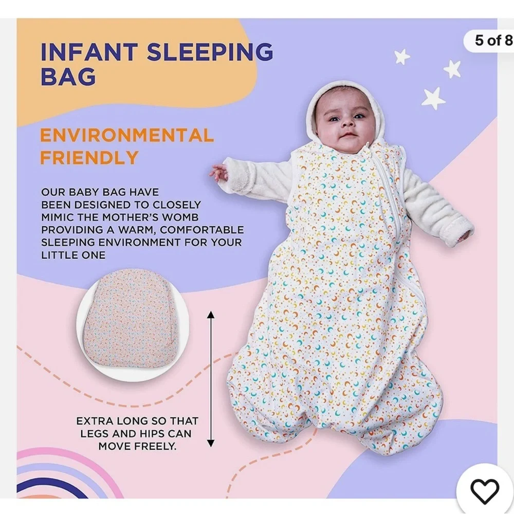 Baby Sleep Sack and Baby Bib with 100% Cotton Material 0-6 months - Picture 2 of 7